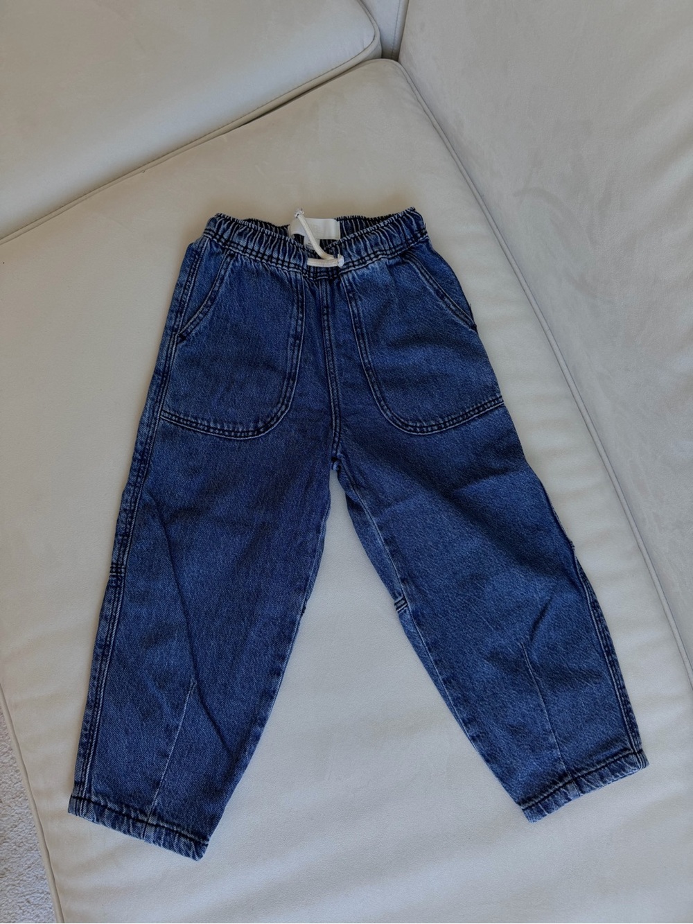 Zara Kids Dark Blue Denim Jogger Pants with Drawstring